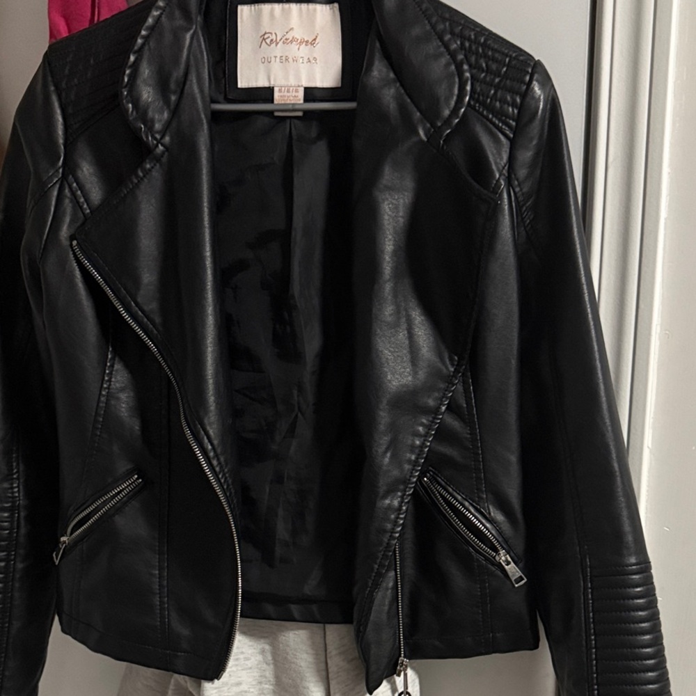 River Island Quilted Black Leather Jacket